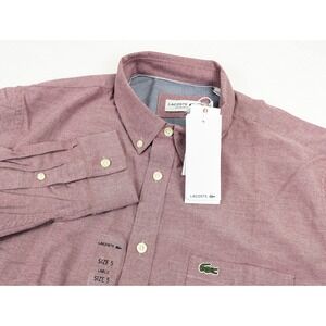 Lacoste Long Sleeve Shirt Mens LG Button Down Dress Pink Rose Regular Fit